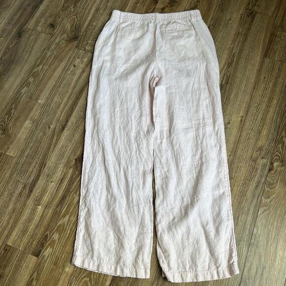 Lands End Womens Lt Pink High Rise Wide Leg 100% Linen Pleated Pants Size 10 - Picture 8 of 9